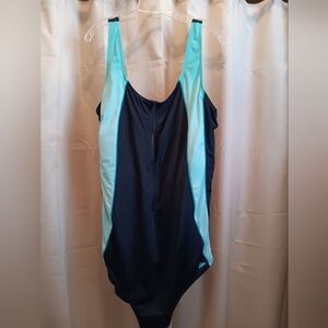 Aquabelle Black and Blue One-Piece Swimsuit